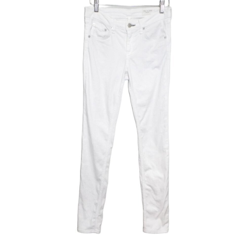 RAG & BONE white mid rise stretch skinny jeans women's size 26 inseam 29"
